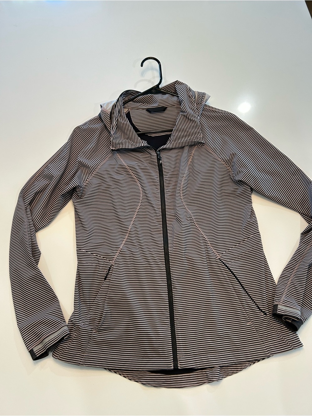 lululemon athletica Black & White Striped Hooded Full-Zip Jacket